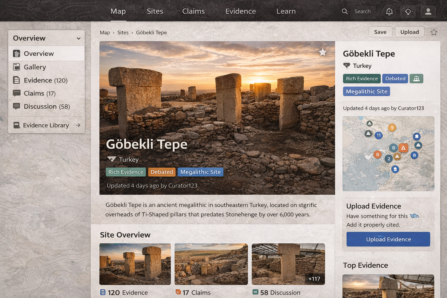 Evidence Atlas UI example of responsible submission